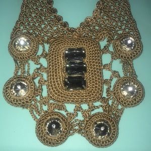 Knit bib necklace
